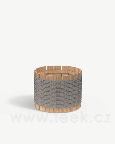 Roda Venkovní květináč Barrique, Roda, kulatý 63x51 cm, rám iroko, lankový a pásový výplet barva dle vzorníku, široké latě