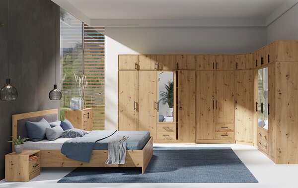 SMART r | šatní skříň SRL2 + nástavec SRN2 + zrcadlo | 150 cm | artisan
