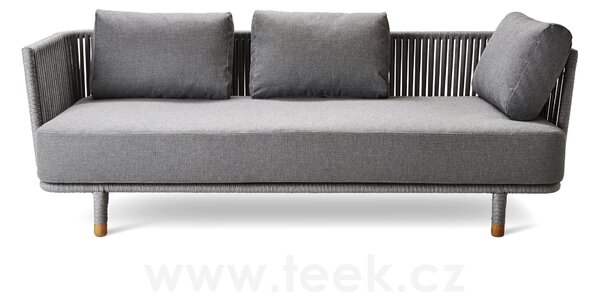 Cane-line 3-místná pohovka Moments, Cane-line, 225x90x77 cm, rám kov, výplet lanko Soft Rope grey, sedáky venkovní látka AirTouch grey