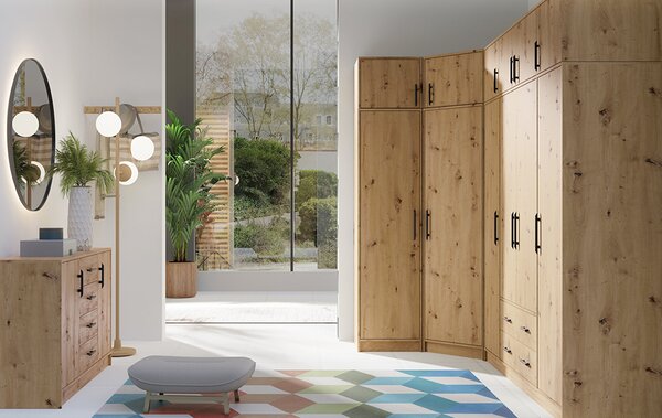 SMART r | šatní skříň SRL2 + nástavec SRN2 + zrcadlo | 150 cm | artisan