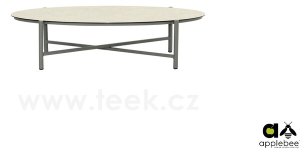 Apple Bee Konferenční stolek Bora Bora, Apple Bee, oválný 130x65x32,5 cm, rám hliník šedobéžová Taupe, deska keramický kompozit dekor Oyster
