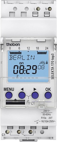 Theben 1700130 časovač, digitální, týdenní program, 2600 W, IP20