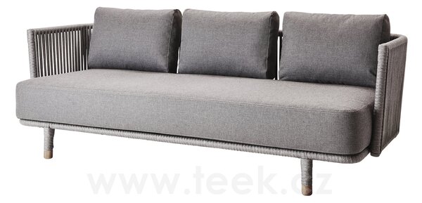 Cane-line 3-místná pohovka Moments, Cane-line, 225x90x77 cm, rám kov, výplet lanko Soft Rope grey, sedáky venkovní látka AirTouch grey