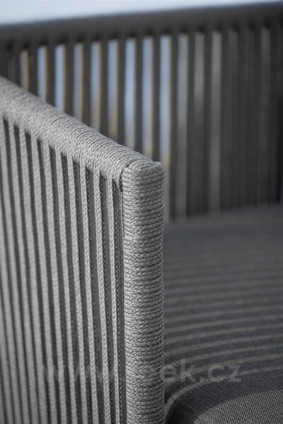 Cane-line Nízké křeslo Moments, Cane-line, 76x84x80 cm, rám kov, výplet lanko Soft Rope grey, sedáky venkovní látka AirTouch grey