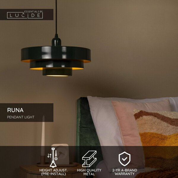 Lucide 21443/35/33 - Lustr na lanku RUNA 1xE27/40W/230V zelená