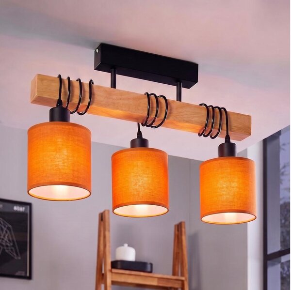 Brilagi - Přisazený lustr NUBILA 3xE27/60W/230V borovice/oranžová