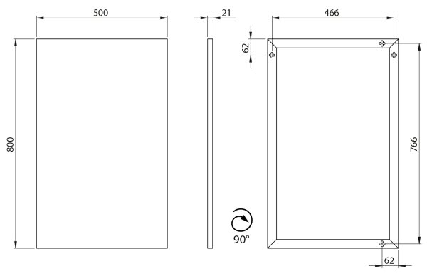 Sapho - Zrcadlo v rámu AROWANA 50x80 matná černá