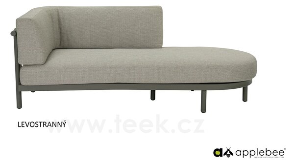 Apple Bee Relaxační díl levostranný Maui, Apple Bee, 200x80x68 cm, rám lakovaný hliník Taupe, výplet lanko Mid Grey, sedák venkovní látka Olefin Smoked Grey