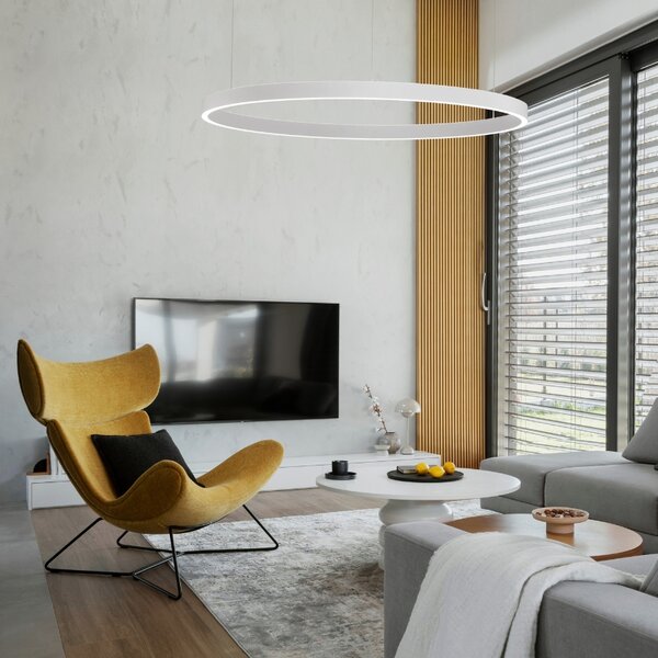 Bílé závěsné LED světlo Nova Luce Elowen 98 cm