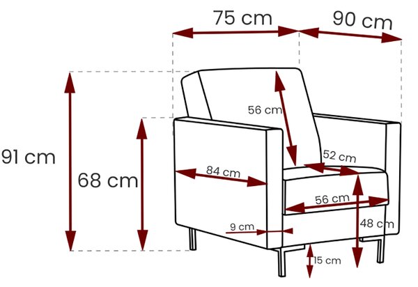 Křeslo SOLVO | 75 cm | VÝBĚR TKANINY a NOŽIČEK