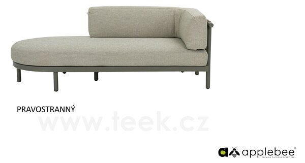 Apple Bee Relaxační díl levostranný Maui, Apple Bee, 200x80x68 cm, rám lakovaný hliník Taupe, výplet lanko Mid Grey, sedák venkovní látka Olefin Smoked Grey