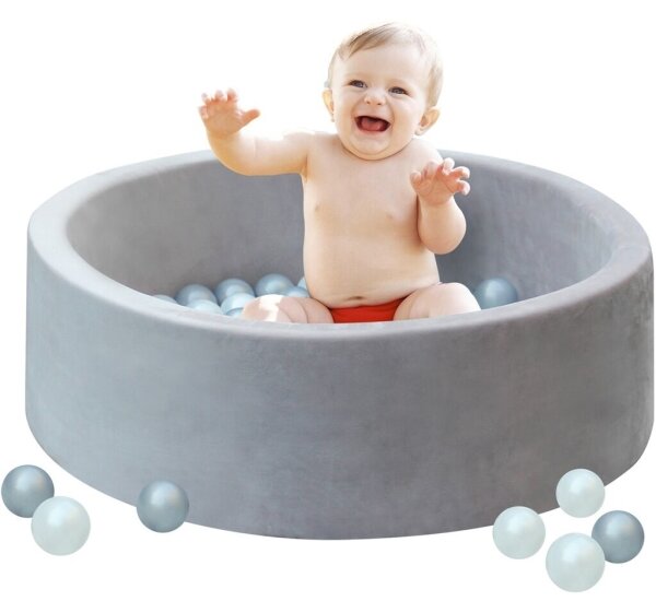 2Kids Toys - Dětský suchý bazén s míčky pr. 90 cm šedá