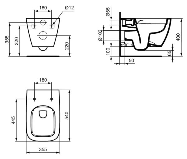 Ideal Standard T461401 - Závěsné WC Rimless I.LIFE B keramika/bílá