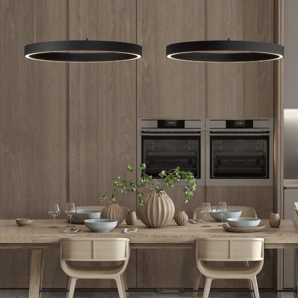 Černé závěsné LED světlo Nova Luce Elowen II. 80 cm
