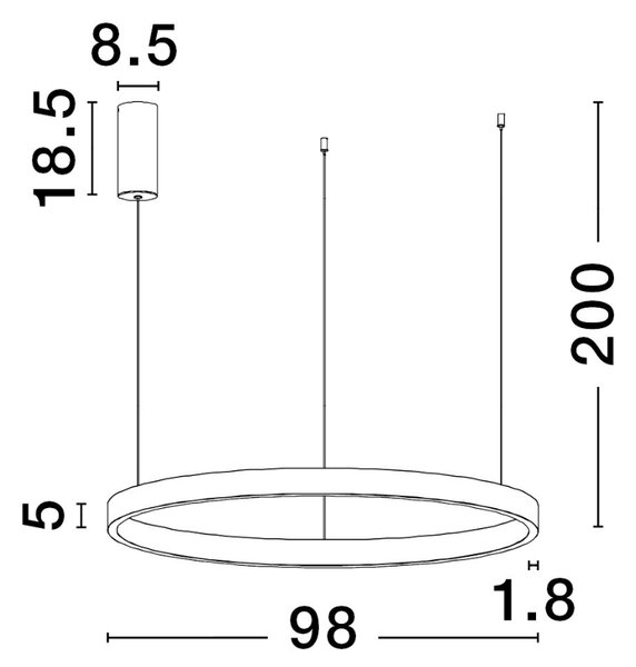 Bílé závěsné LED světlo Nova Luce Elowen 98 cm