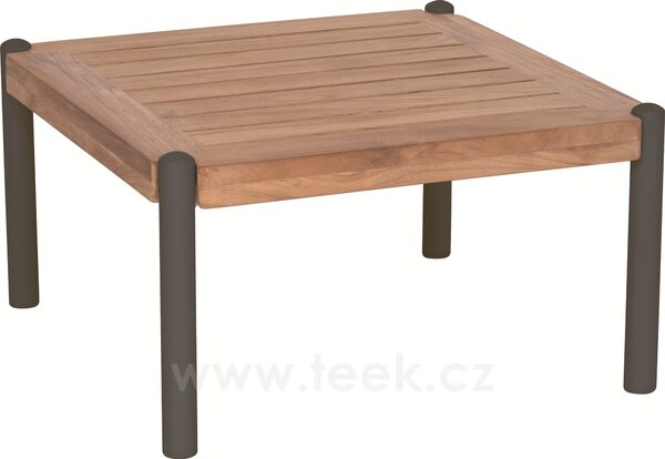 Stern Konferenční stolek Taro, Stern, čtvercový 50x50x28 cm, rám lakovaný hliník šedočerný (anthracite), deska teak