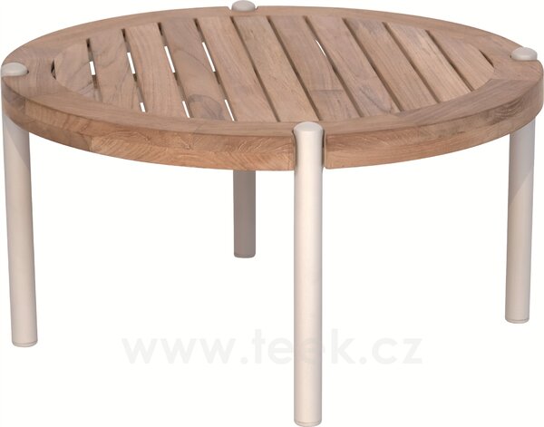 Stern Konferenční stolek Taro, Stern, kulatý 65x35 cm, rám lakovaný hliník šedočerný (anthracite), deska teak