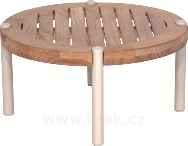 Stern Konferenční stolek Taro, Stern, kulatý 55x28 cm, rám lakovaný hliník šedočerný (anthracite), deska teak