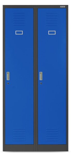 Plechová šatní skříň na soklu s mezistěnou model KACPER antracitovo-modrá JAN NOWAK DQ-2Y6E-5MHP