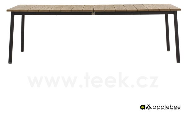 Apple Bee Jídelní stůl Milou, Apple Bee, obdélníkový 240x100x77 cm, rám hliník černý (Black), deska teak