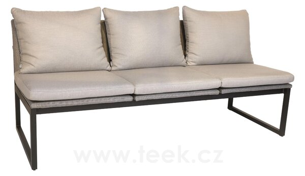 Stern 3-místná jídelní lavice Tammo, Stern, 180x75x85 cm, rám lakovaný hliník černý (black matt), výplet textilen linen grey, venkovní látka cream