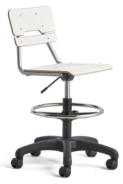 AJ Produkty Otočná židle LEGERE, malý sedák, s kolečky, nastavitelná výška 530-720 mm, bílá