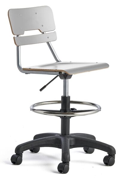 AJ Produkty Židle LEGERE, výškově nastavitelná, malý sedák, s kolečky, V 530-720 mm, šedá
