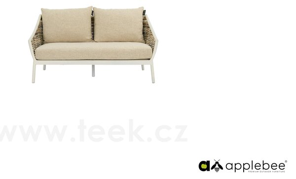 Apple Bee 2-místná pohovka Milou, Apple Bee, 144x84x77 cm, rám hliník černý (Black), výplet umělý ratan Willow, sedáky venkovní látka Nature Grey