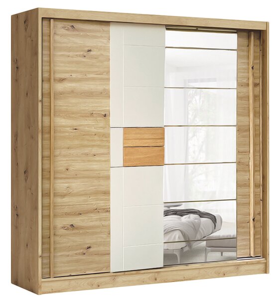 Šatní skříň AVANTGARDE AV-2 | se zrcadlem | 200 cm | artisan/kašmír