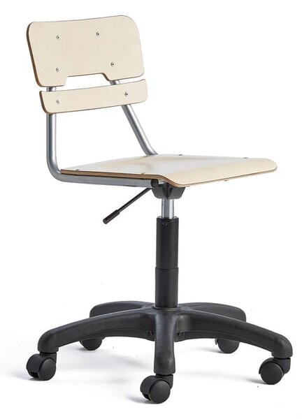 AJ Produkty Otočná židle LEGERE, malý sedák, s kolečky, nastavitelná výška 430-550 mm, bříza