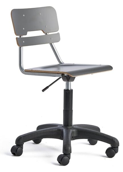 AJ Produkty Otočná židle LEGERE, malý sedák, s kolečky, nastavitelná výška 430-550 mm, antracitově šedá