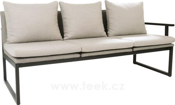 Stern 3-místná jídelní lavice Tammo, Stern, 180x75x85 cm, rám lakovaný hliník černý (black matt), výplet textilen linen grey, venkovní látka cream