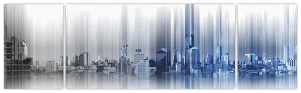 Obraz - Panorama města, modro-šedé (170x50 cm)
