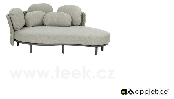 Apple Bee Denní postel Chill Out, Apple Bee, oválná 226x163, rám hliník Taupe, výplet lanko Mid Grey, sedáky venkovní látka Olefin Smoked Grey
