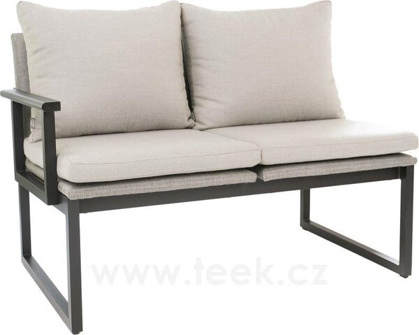 Stern 2-místná jídelní lavice Tammo, Stern, 110x75x85 cm, rám lakovaný hliník černý (black matt), výplet textilen linen grey, venkovní látka cream