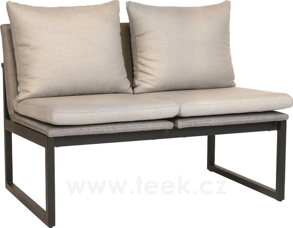 Stern 2-místná jídelní lavice Tammo, Stern, 110x75x85 cm, rám lakovaný hliník černý (black matt), výplet textilen linen grey, venkovní látka cream