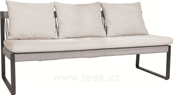 Stern 3-místná jídelní lavice Tammo, Stern, 180x75x85 cm, rám lakovaný hliník černý (black matt), výplet textilen linen grey, venkovní látka cream