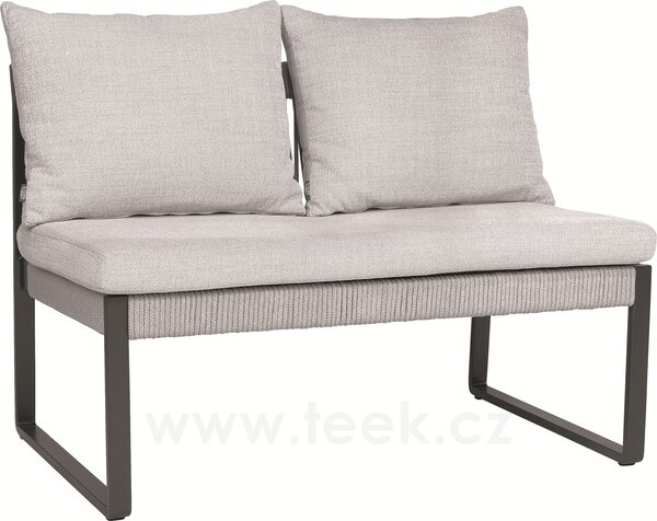 Stern 2-místná jídelní lavice Tammo, Stern, 110x75x85 cm, rám lakovaný hliník černý (black matt), výplet textilen linen grey, venkovní látka cream