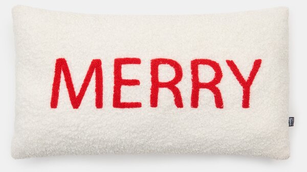 Sinsay - Vánoční polštář s nápisem Merry - bílá