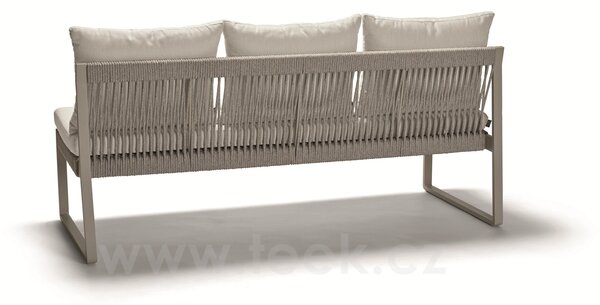Stern 3-místná jídelní lavice Tammo, Stern, 180x75x85 cm, rám lakovaný hliník černý (black matt), výplet textilen linen grey, venkovní látka cream