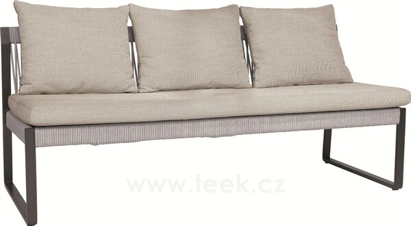 Stern 3-místná jídelní lavice Tammo, Stern, 180x75x85 cm, rám lakovaný hliník černý (black matt), výplet textilen linen grey, venkovní látka cream
