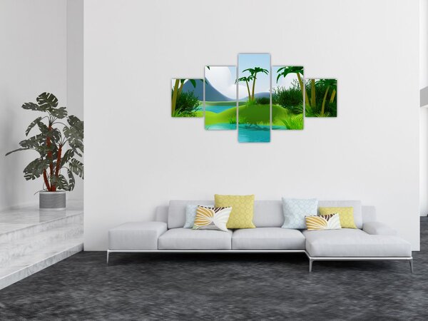 Obraz - Jezera v jungli (125x70 cm)