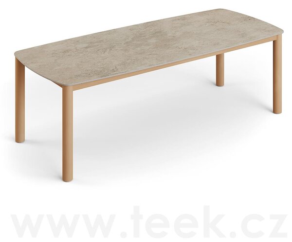 Jati Kebon Jídelní stůl Benoa, Jati Kebon, obdélníkový 240x100 cm, rám teak, deska keramika 12mm dekor Chianca