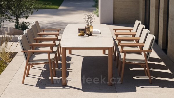 Jati Kebon Jídelní křeslo Benoa, Jati Kebon, rám teak, pásový výplet barva linnen, bez sedáků