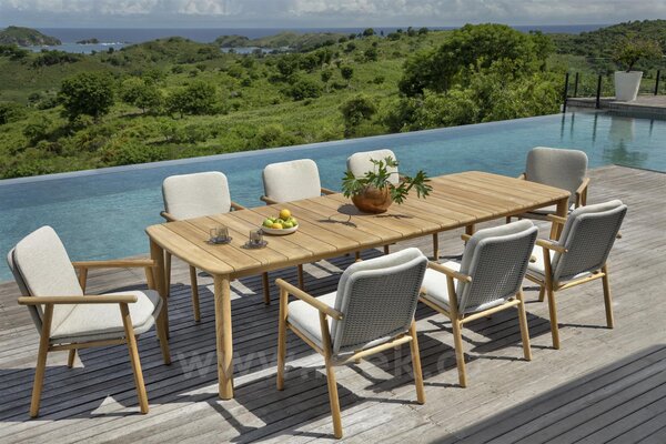 Jati Kebon Jídelní stůl Benoa, Jati Kebon, obdélníkový 240x100x75,5 cm, rám i deska teak