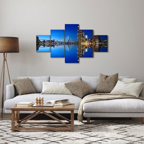 Obraz - noční Rotterdam (125x70 cm)