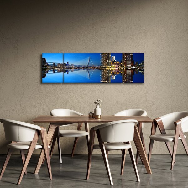Obraz - noční Rotterdam (170x50 cm)