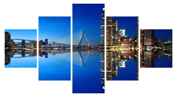 Obraz - noční Rotterdam (125x70 cm)