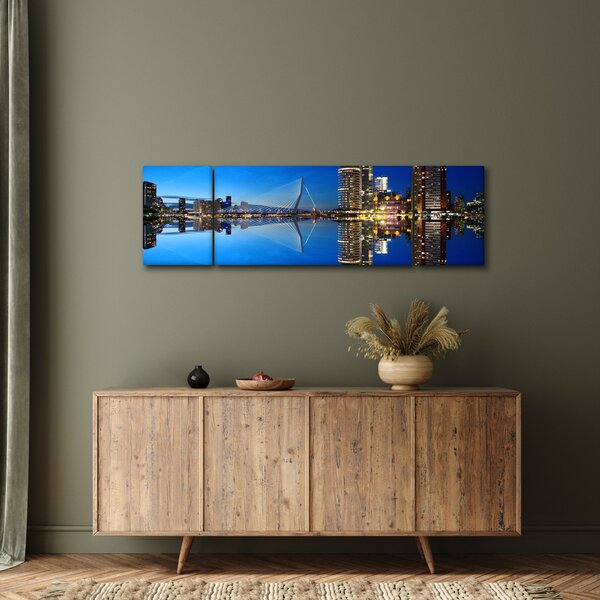 Obraz - noční Rotterdam (170x50 cm)