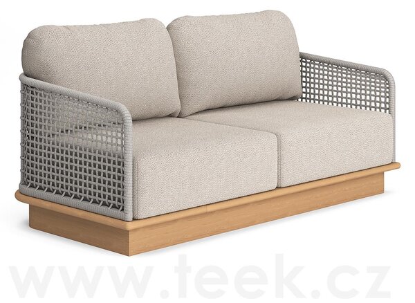 Jati Kebon Pohovka 2-místná Acri, Jati Kebon, 163x80x67 cm, rám teak, výplet lanko 14 mm barva linnen, bez sedáků